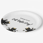 Grappige Crown Black Cat Verjaardag Papieren Bordje (Gekanteld)