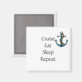 Grappige Cruise Deurmagneet Stateroom Eat Repeat Magneet (Voorkant / Achterkant)