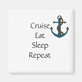 Grappige Cruise Deurmagneet Stateroom Eat Repeat Magneet (Voorkant)