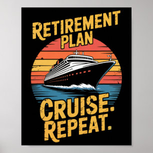 Grappige Cruise Herhaal Gepensioneerd Cruisen Vint Poster