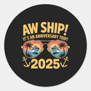 Grappige Cruise Jubileum Reis 2025 Overeenkomstig Ronde Sticker