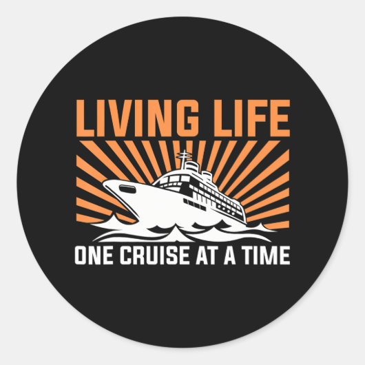 Grappige cruise kunst voor paar cruiseschip boot ronde sticker (Voorkant)