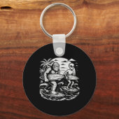 Grappige Cryptid Bigfoot Alien Surft Ufo Strand Zo Sleutelhanger (Voorkant)