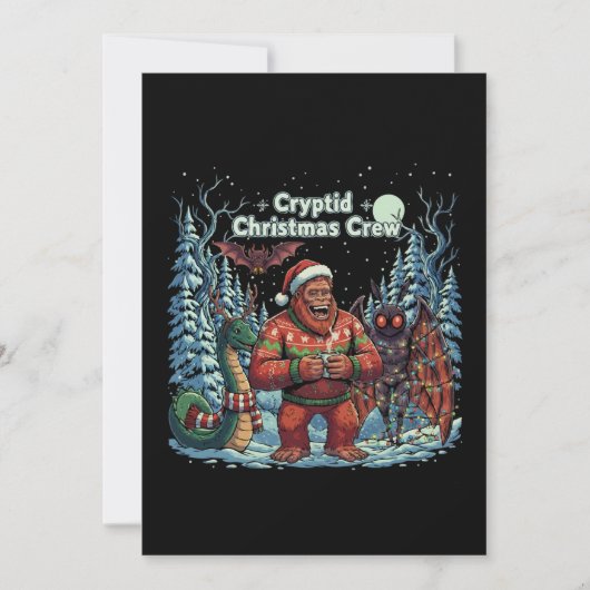 Grappige Cryptid Kerstploeg | Bigfoot, Mothman Bedankkaart (Voorkant)