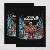 Grappige Cryptid Kerstploeg | Bigfoot, Mothman Bedankkaart (Voorkant / Achterkant)