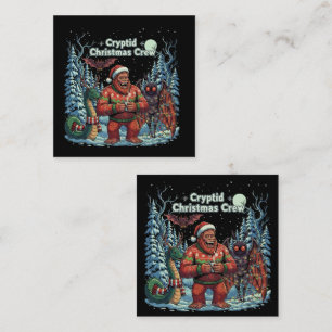 Grappige Cryptid Kerstploeg   Bigfoot, Mothman Vierkante Visitekaartje