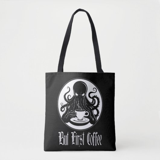 Grappige Cthulhu - maar eerste koffie Tote Bag (Voorkant)