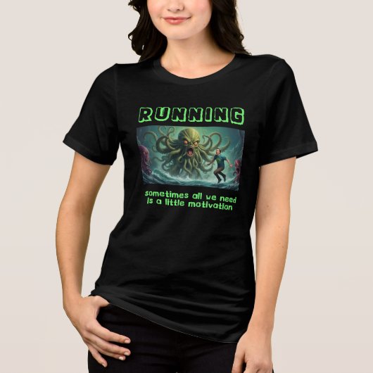 Grappige Cthulhu Running Motivatie Tri-Blend Shirt (Voorkant)