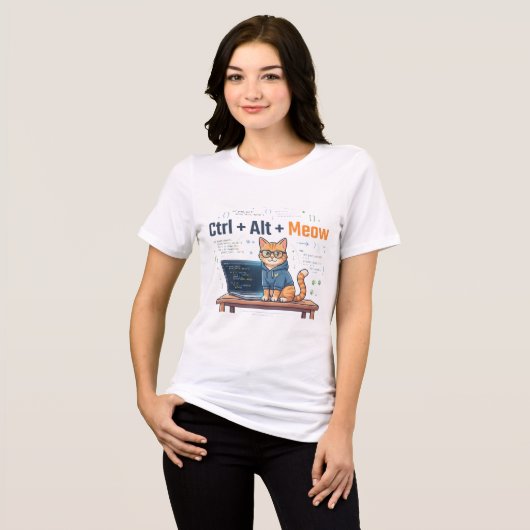 Grappige Ctrl Alt Meow Kat Programmeur Coder Geek Tri-Blend Shirt (Voorkant volledig)