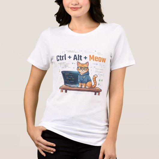 Grappige Ctrl Alt Meow Kat Programmeur Coder Geek Tri-Blend Shirt (Voorkant)