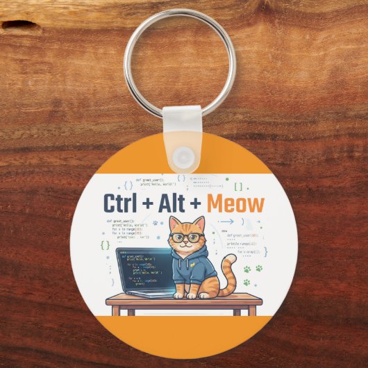Grappige Ctrl Alt Meow Kat Python Programmeur Code Sleutelhanger (Voorkant)
