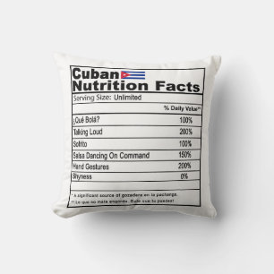 Grappige Cubaanse Voeding Fact Kussen, Home Decor Kussen