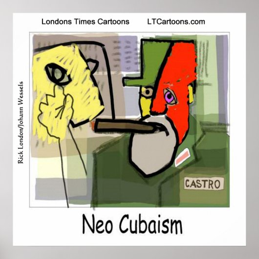 Grappige Cubistische Kunst Castro Poster (Voorkant)