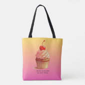 Grappige Cupcake Emotionele Steun van Botercreme Tote Bag (Achterkant)