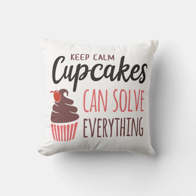 Grappige Cupcake Keep Calm Cupcakes Lost Alles Op Kussen (Voorkant)