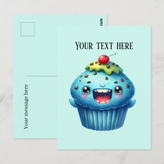 Grappige cupcake liefhebbers voegen tekst toe briefkaart (Voorkant / Achterkant)