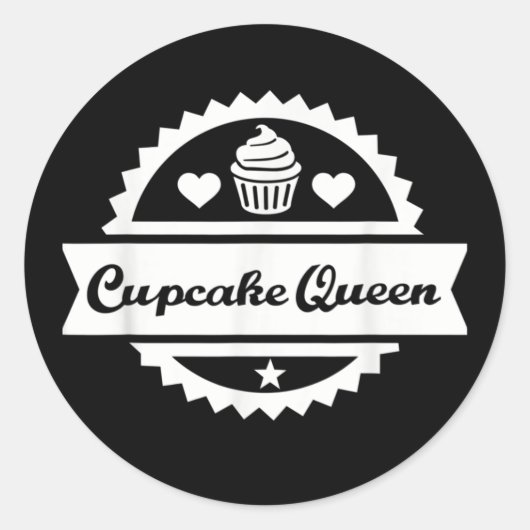 Grappige cupcake Queen word art Ronde Sticker (Voorkant)
