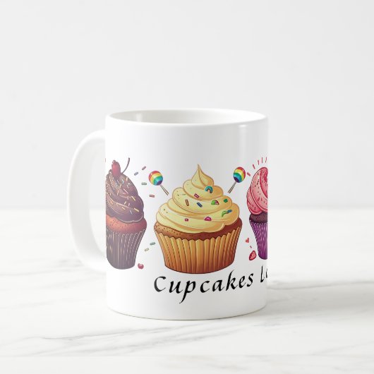 Grappige Cupcakes (gepersonaliseerd) Koffiemok (Voorkant links)