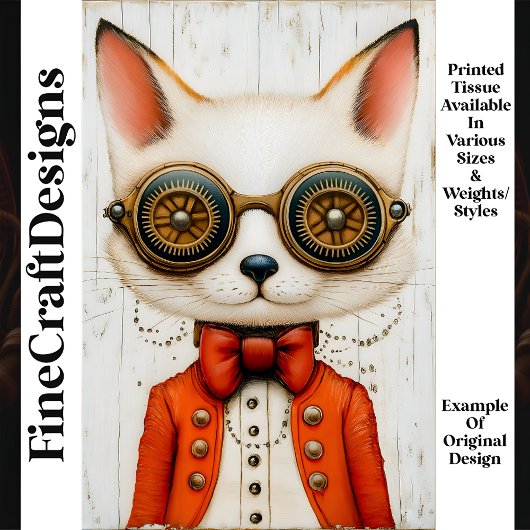 Grappige Curious Steampunk Fox M2 Decoupage Tissuepapier