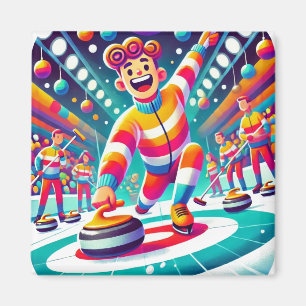 Grappige curlingsport magneet