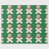 Grappige Custom Baby Face Photo Gingerbread Christ Cadeaupapier (Vlak)