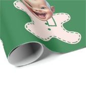 Grappige Custom Baby Face Photo Gingerbread Christ Cadeaupapier (Rol Hoek)