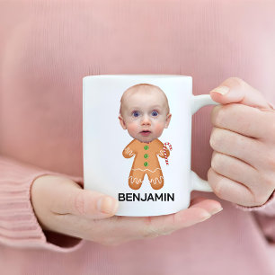 Grappige Custom Baby Face Photo Gingerbread Christ Koffiemok