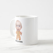 Grappige Custom Baby Face Photo Gingerbread Christ Koffiemok (Voorkant links)