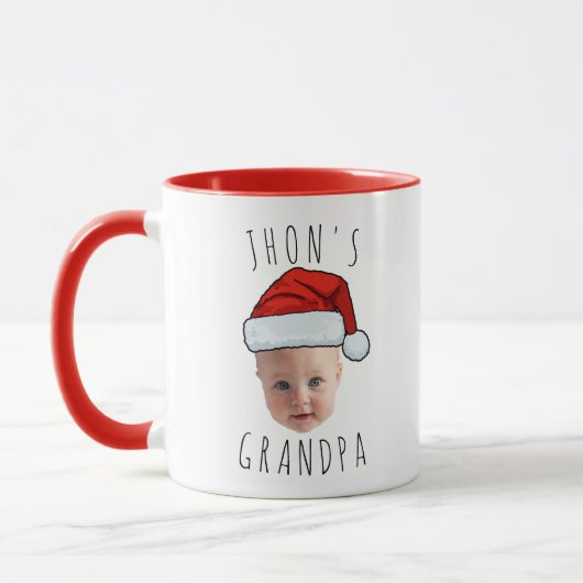Grappige Custom Baby Face Santa Hat Kerstfoto Mok (Links)