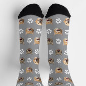 Grappige Custom Dog & Cat 3 Foto's met Paw Prints Sokken (Top)