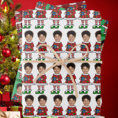 Grappige Custom Face Foto Elf Kerstmis Inpakpapier Vel