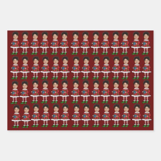Grappige Custom Face Foto Elf Kerstmis Inpakpapier Vel (Voorkant 3)