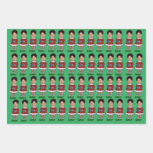 Grappige Custom Face Foto Elf Kerstmis Inpakpapier Vel (Voorkant 2)