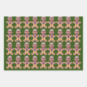 Grappige Custom Face Foto Gingerbread Mannen Kerst Inpakpapier Vel (Voorkant 2)