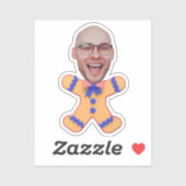 Grappige Custom Face Foto Gingerbread Mannen Kerst Sticker (Vel)