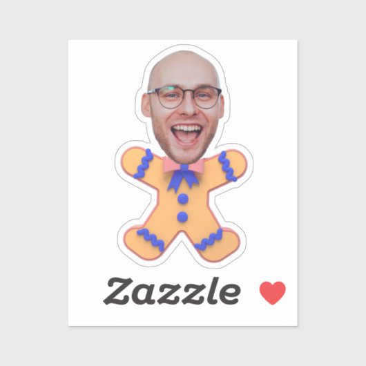 Grappige Custom Face Foto Gingerbread Mannen Kerst Sticker (Vel)