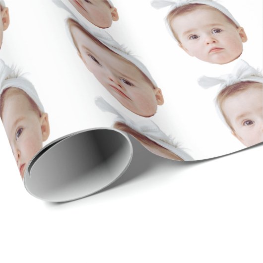 Grappige Custom Face Photo Face Herhalend Patroon Cadeaupapier (Rol Hoek)