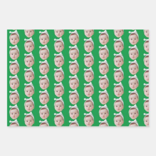 Grappige Custom Face Photo Face Herhalend Patroon Inpakpapier Vel (Voorkant 3)