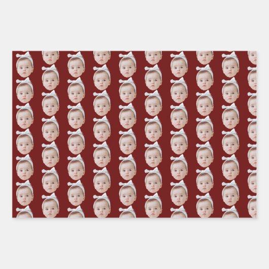 Grappige Custom Face Photo Face Herhalend Patroon Inpakpapier Vel (Voorkant 2)