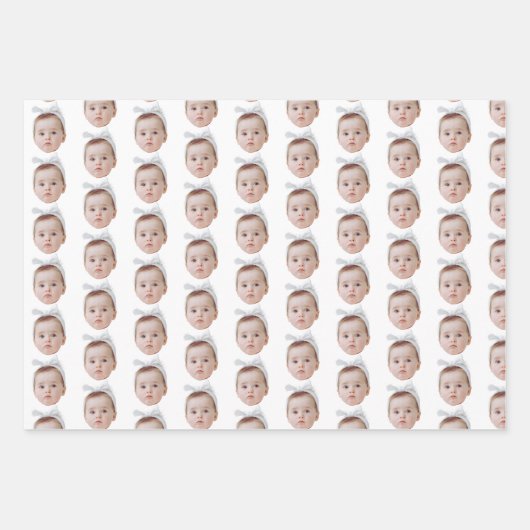 Grappige Custom Face Photo Face Herhalend Patroon Inpakpapier Vel (Voorkant)