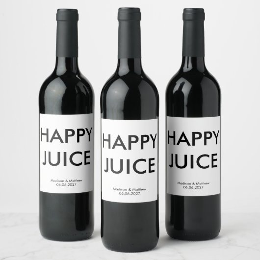 Grappige Custom Happy Juice Party Bruiloft Wijn Etiket (Flessen)