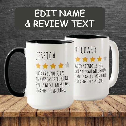Grappige Custom Name 5 Star Review Mok voor haar
