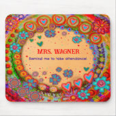 Grappige Custom Whimsical Hearts Bloem Aanwezighei Muismat (Voorkant)