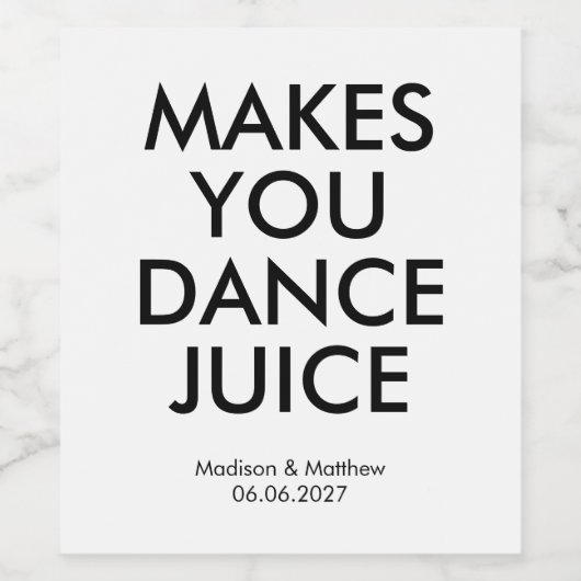 Grappige Custom Zwart Wit Feest Bruiloft Wijn Etiket (Enkel label)