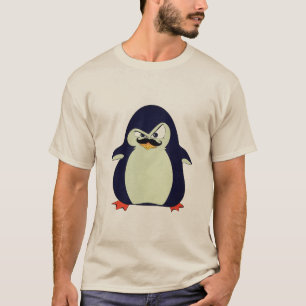 Grappige Cute Blauwe Mint Oranje Boze Pinguïn T-shirt