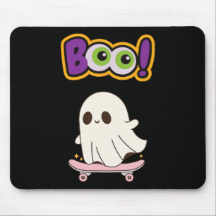 Grappige Cute Boo Geest Skateboarden Voor Feest Of Muismat