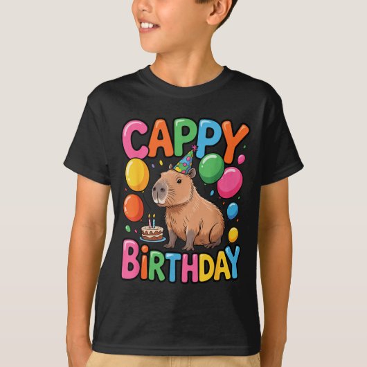 Grappige Cute Capy Capybara Dier Verjaardagsfeestj T-shirt (Voorkant)