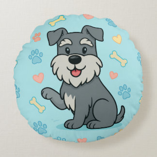 grappige Cute Cartoon Schnauzer Rond Kussen