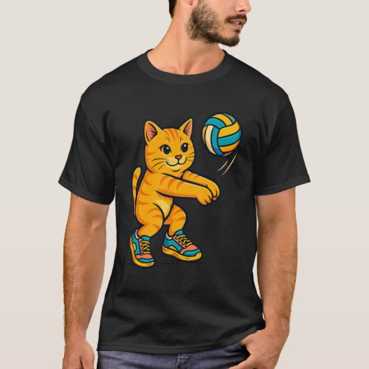 Grappige Cute Cat Volleybal Speler Fan T-Shirt Tra (Voorkant)