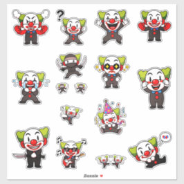 Grappige Cute Clown Uitdrukkingen Sticker Pakket